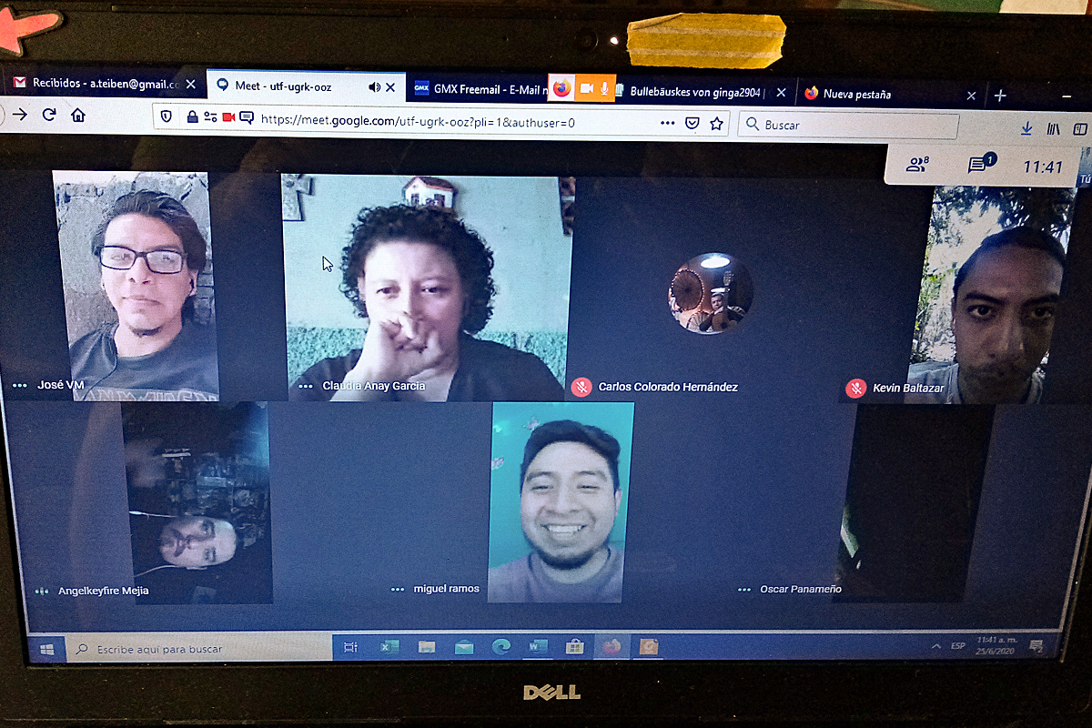 Meeting mit Workshopleitern des Projektes "Schule  des Friedens", um die Arbeit mit den Schüler*innen im Projekt zu planen und virtuell zu gestalten.