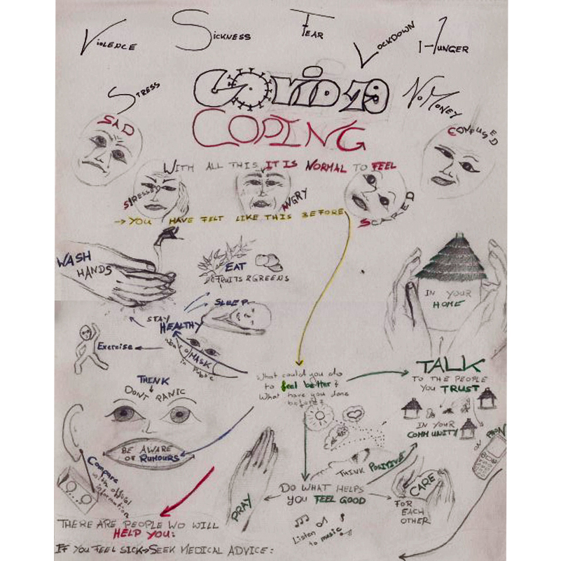 Das Poster zum Umgang mit Stress und Angst wurde in Gesundheitszentren, Gemeindeverwaltungen oder Gefängnissen verteilt.  