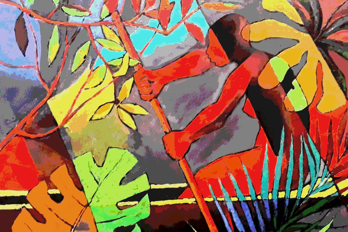 Der Fluss Río Atrato, gemalt von Fredy Sanchez, ist die Lebensader der Menschen in Pater Hinojosas Heimatdiözese Quibdó. 