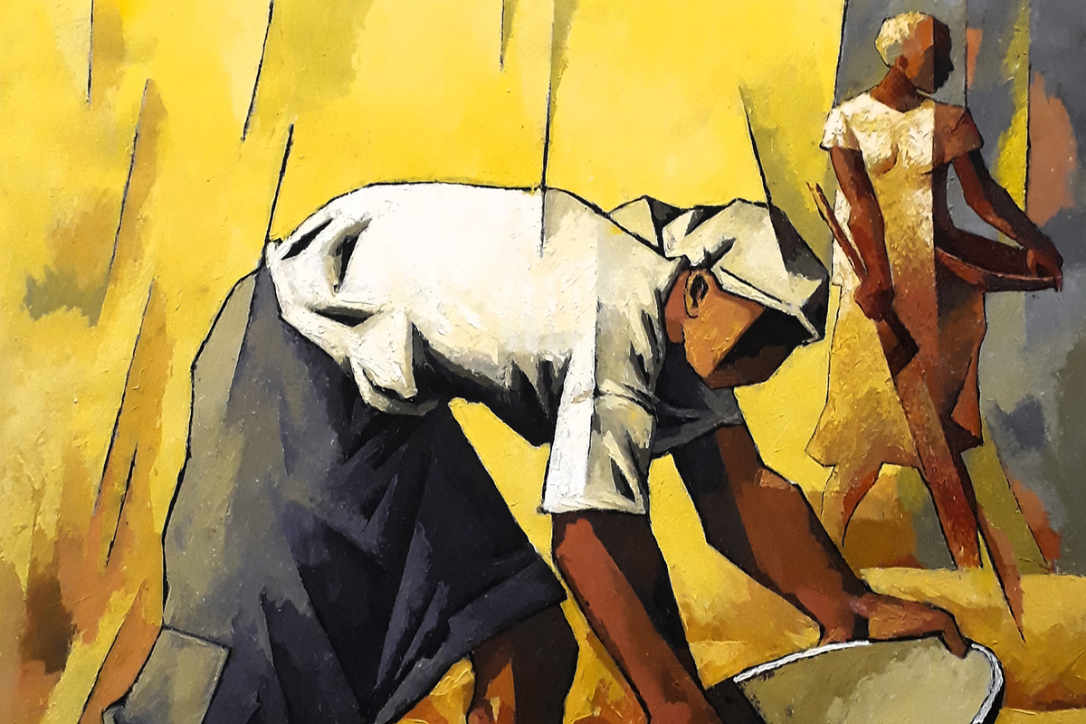 Der kolumbianische Maler Fredy Sanchez zeigt in seinen Bildern den Lebensalltag der Menschen in der Region.