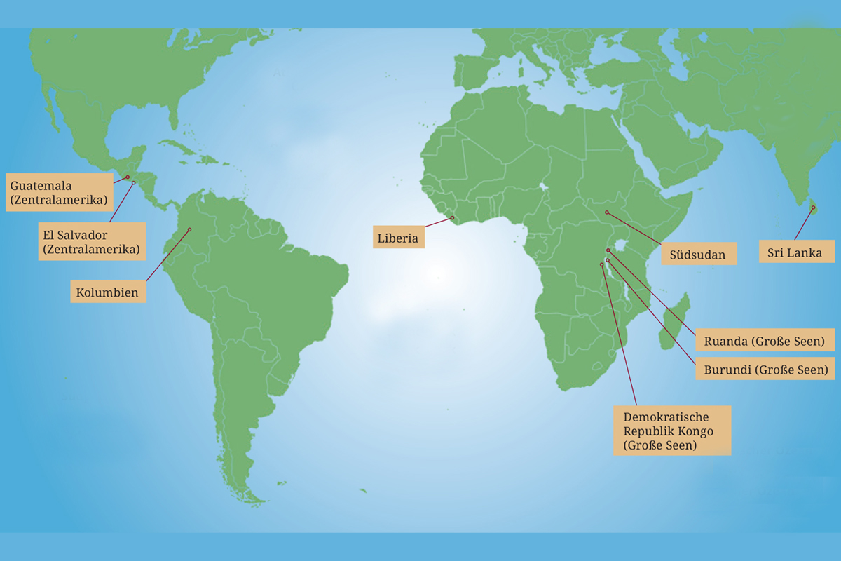Der ZFD von AGIAMONDO arbeitet weltweit mit Partnern zum "Umgang mit gewaltbelasteter Vergangenheit und Versöhnung" zusammen. In sechs Ländern und Regionen in Afrika, Lateinamerika und Südasien hat AGIAMONDO das Thema als Schwerpunkt implementiert.