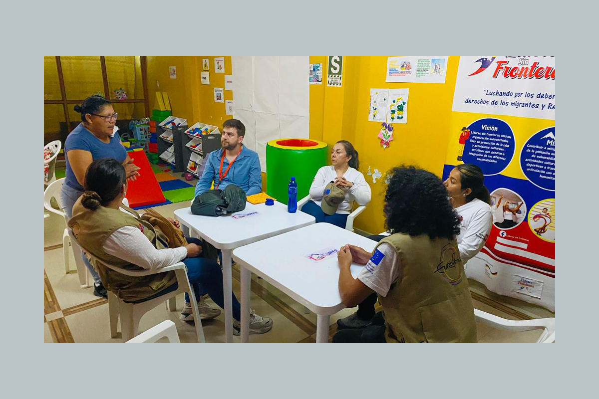 Besuch in der Unterkunft für Geflüchtete Camir (Casa de Atención al Migrante y al Refugiado) in Tumbes/Peru. Camir ist Teil des Regionalprojekts EuroPana, das durch das Europäische Amt für Humanitäre Hilfe (ECHO) finanziert wird und humanitäre Hilfe und Schutz für Migrant*innen und Geflüchtete aus Venezuela und anderen Ländern leistet.